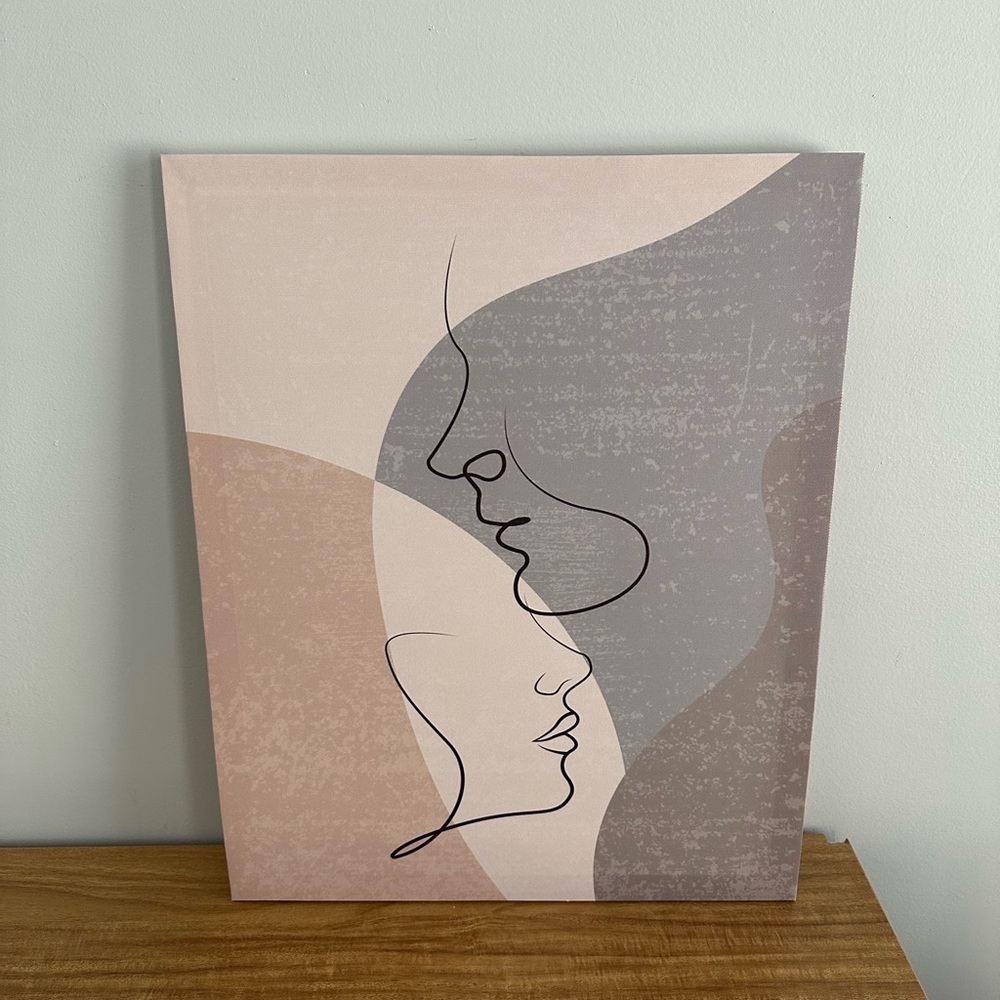 ABSTRACT COUPLE MAN WOMAN LINE ART CANVAS 15.5 X 19.5
